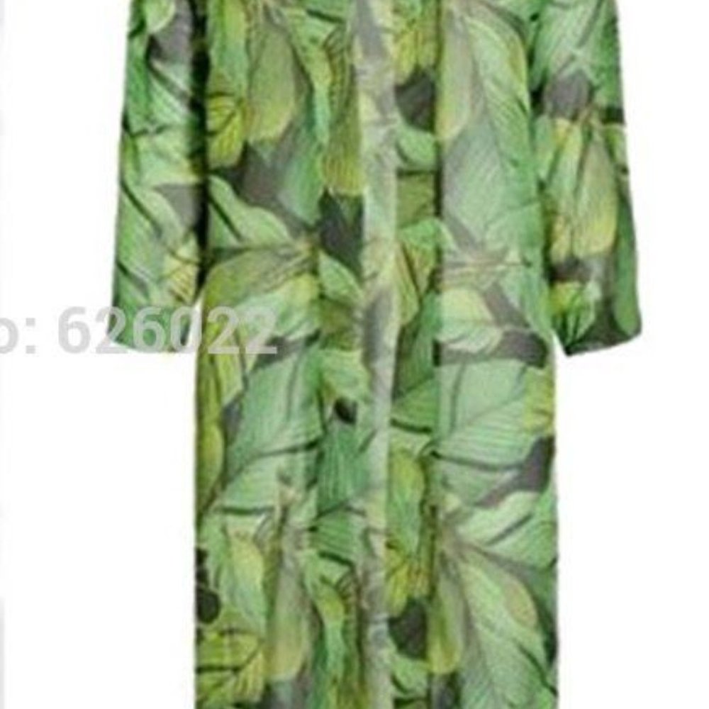 Leaves Long Chiffon Green Kimono S & M